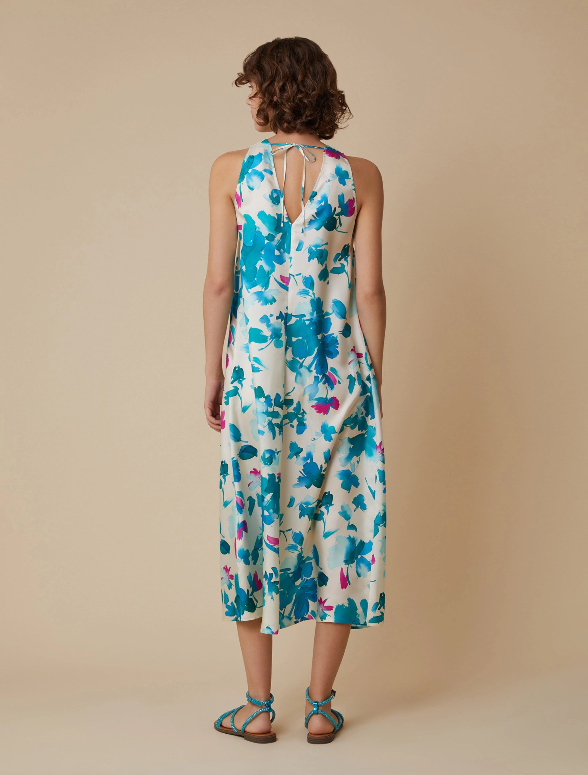 Abito Midi In Twill Di Seta