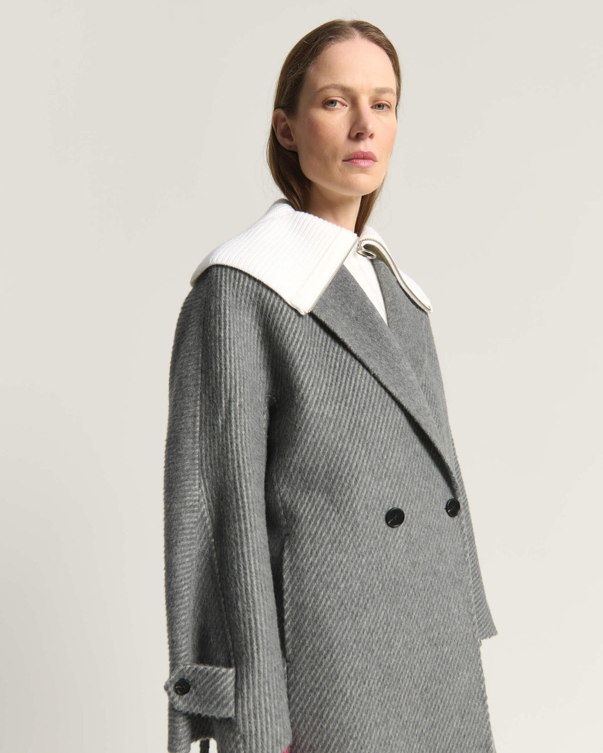 Cappotto Doppio Petto Con Collo