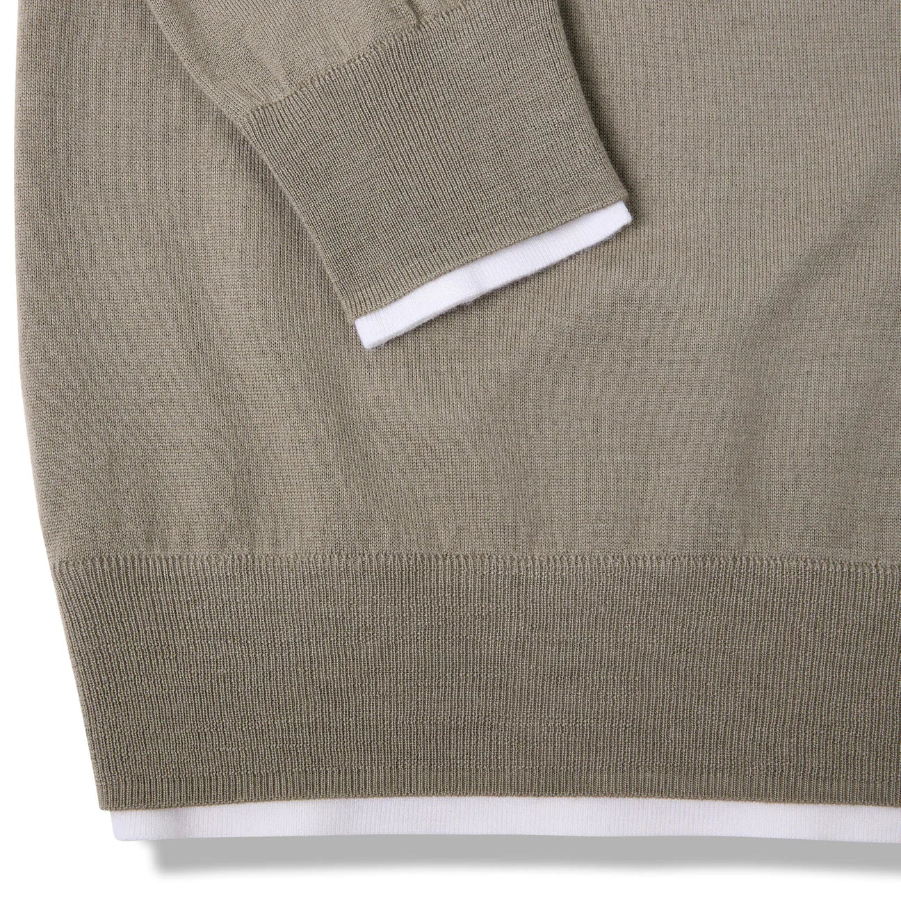 GIROCOLLO CON PROFILI A CONTRASTO TORTORA IN MERINO EXTRAFINE