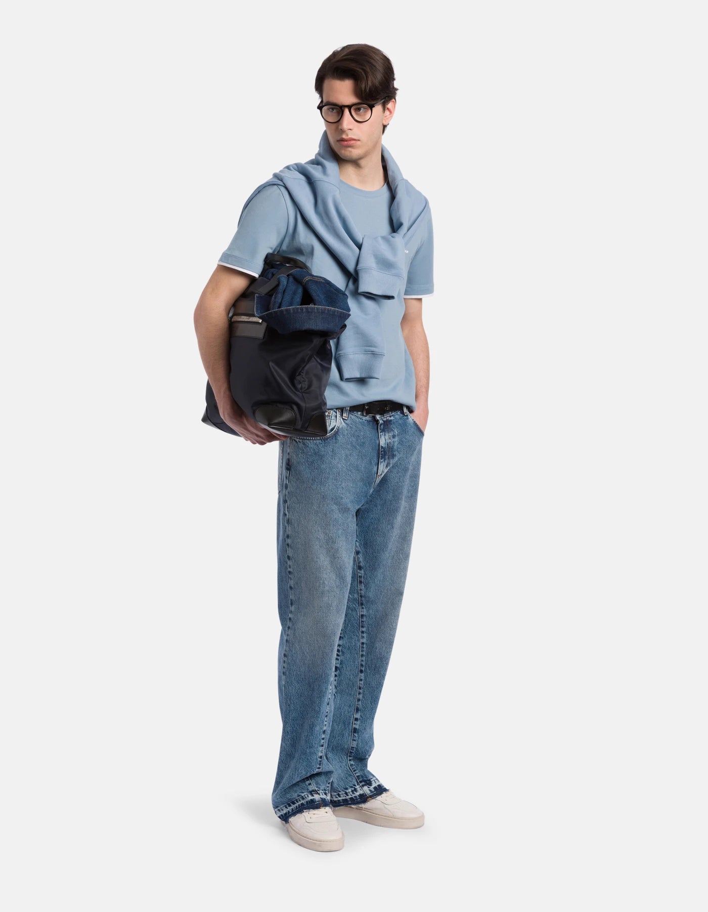 T-shirt Girocollo Regular in Piquet Bicolore DON DUP