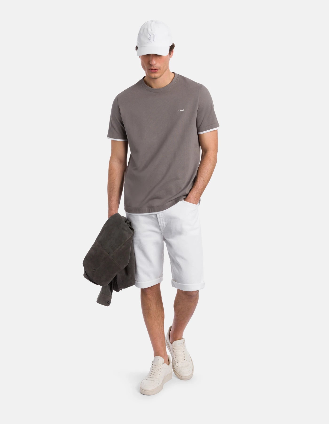 T-shirt Girocollo Regular in Piquet Bicolore DON DUP