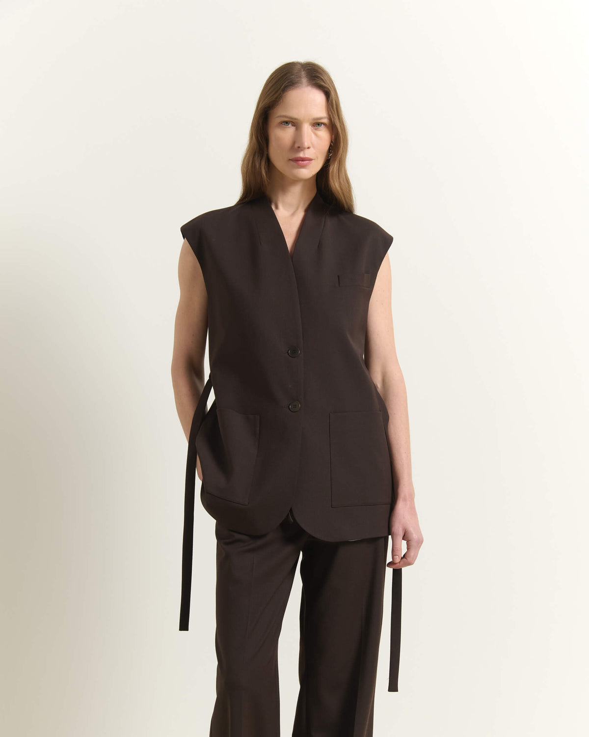 Gilet Sartoriale Smanicato Con Cintura