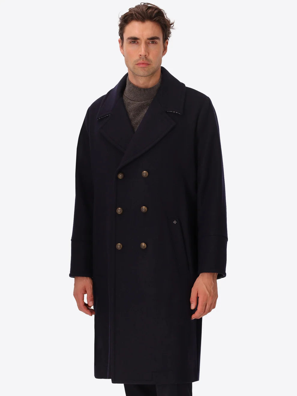 Cappotto Doppiopetto Oversize in Panno Misto Lana