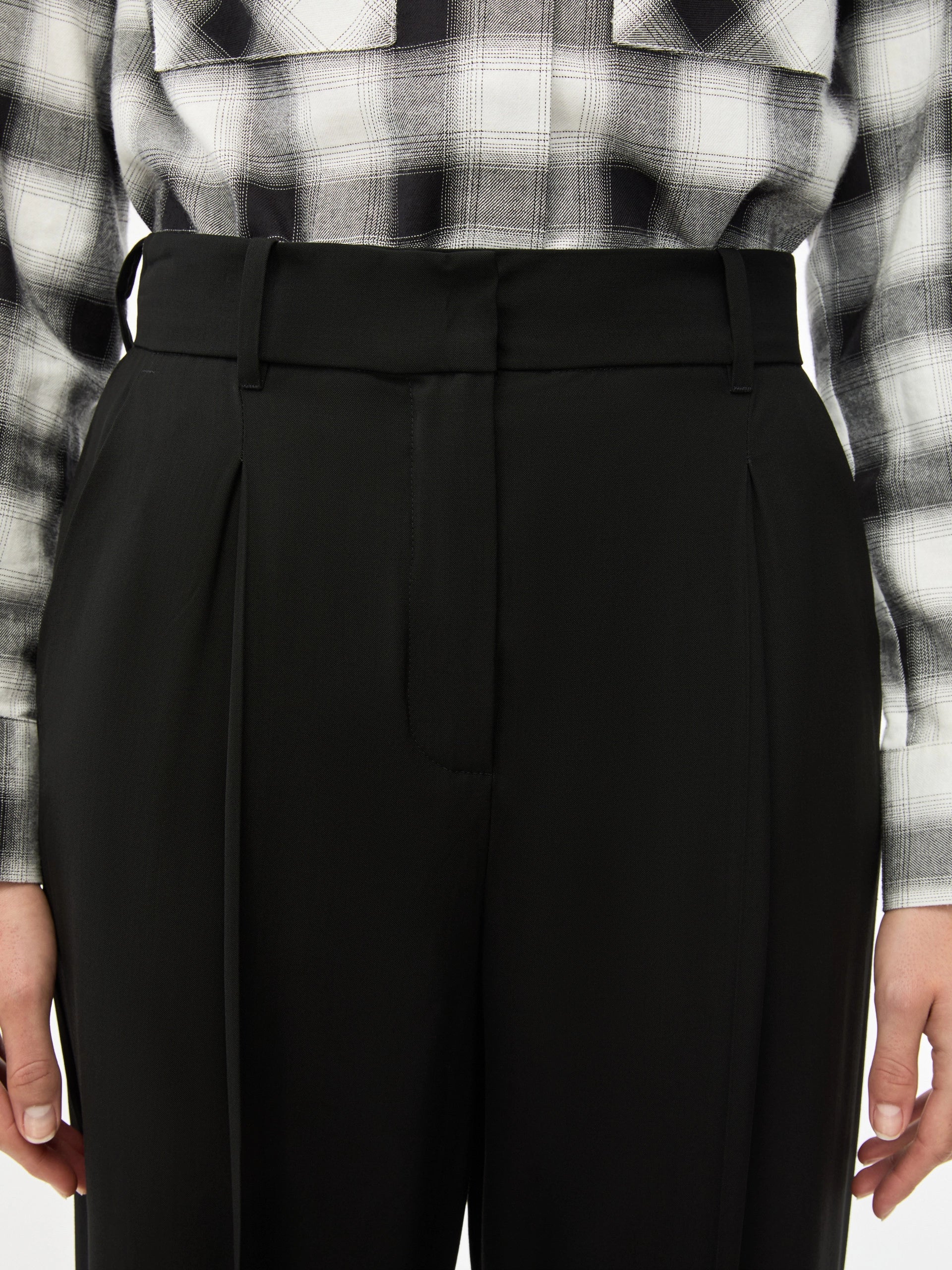 Pantaloni In Misto Lana Con Pinces