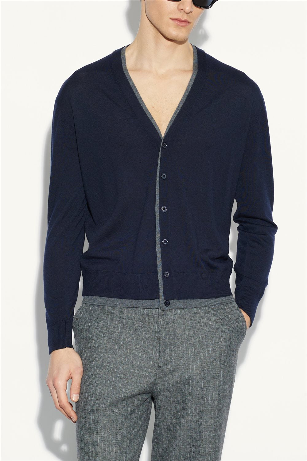 Cardigan Con Bordi A Contrasto