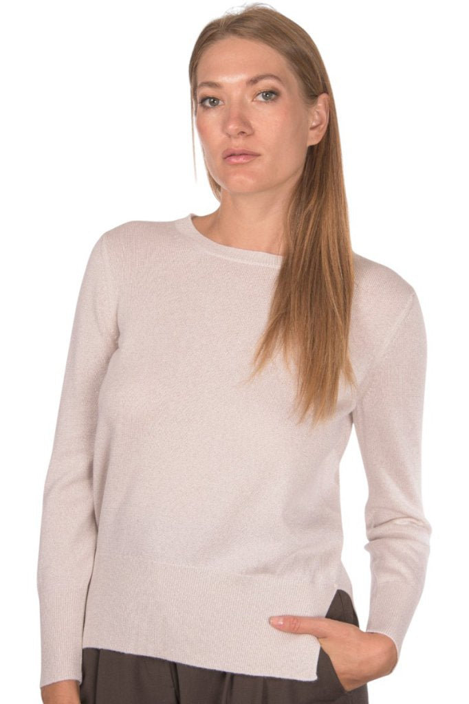 Girocollo con spacchi in Cashmere e Viscosa