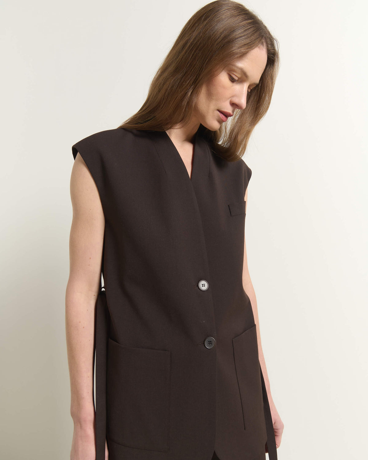 Gilet Sartoriale Smanicato Con Cintura