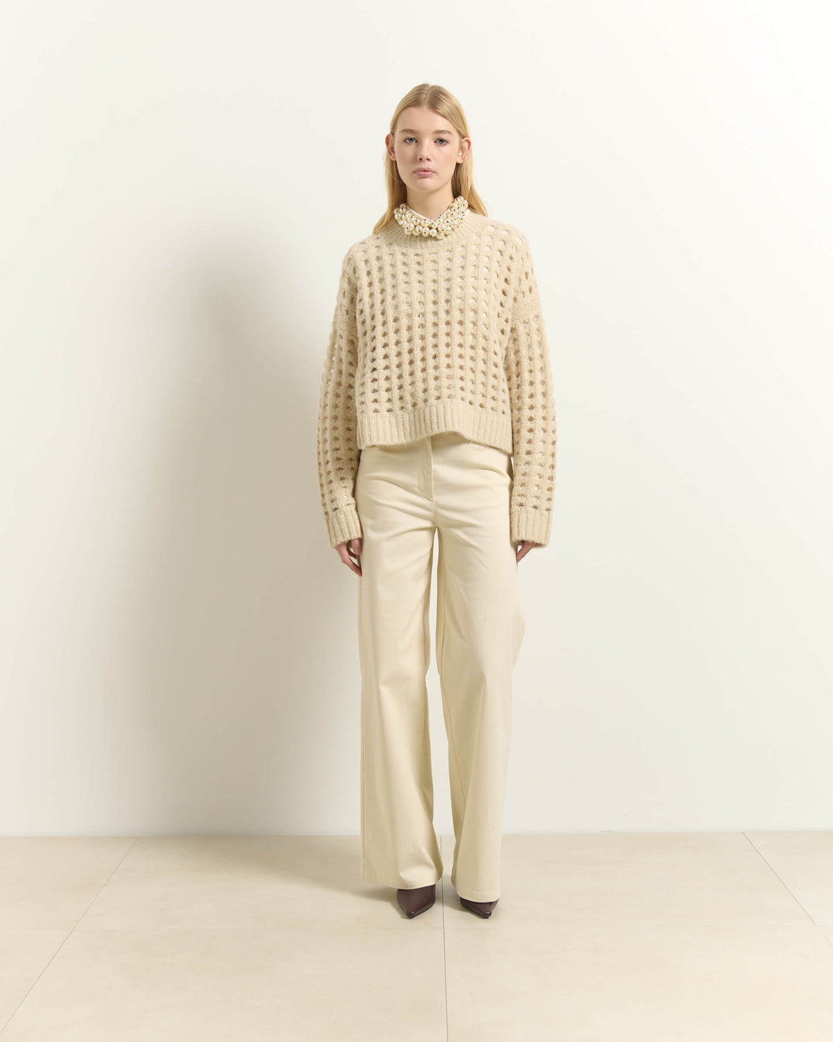 Maglione Traforato In Misto Mahair