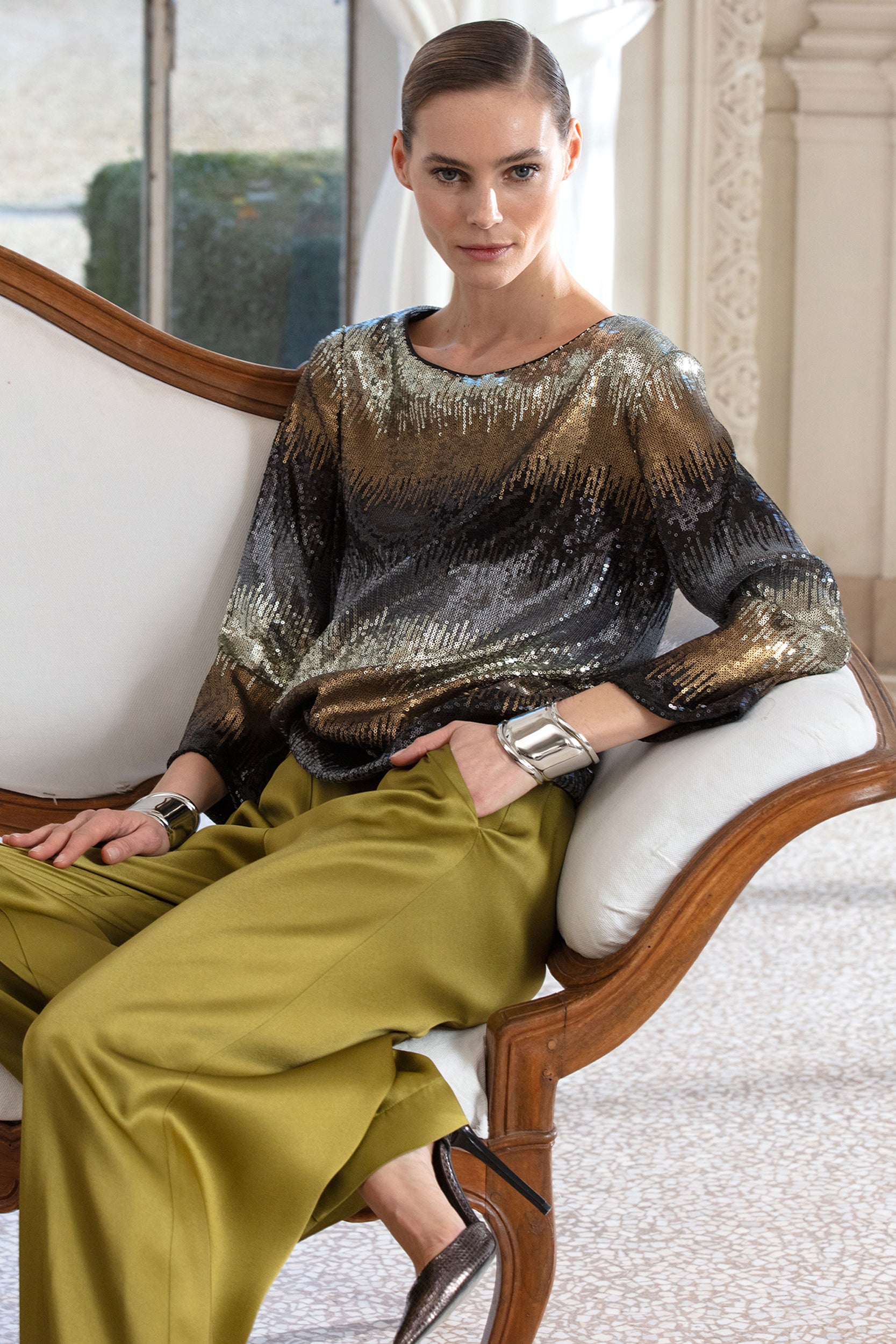 Blusa Paillettes Sfumata