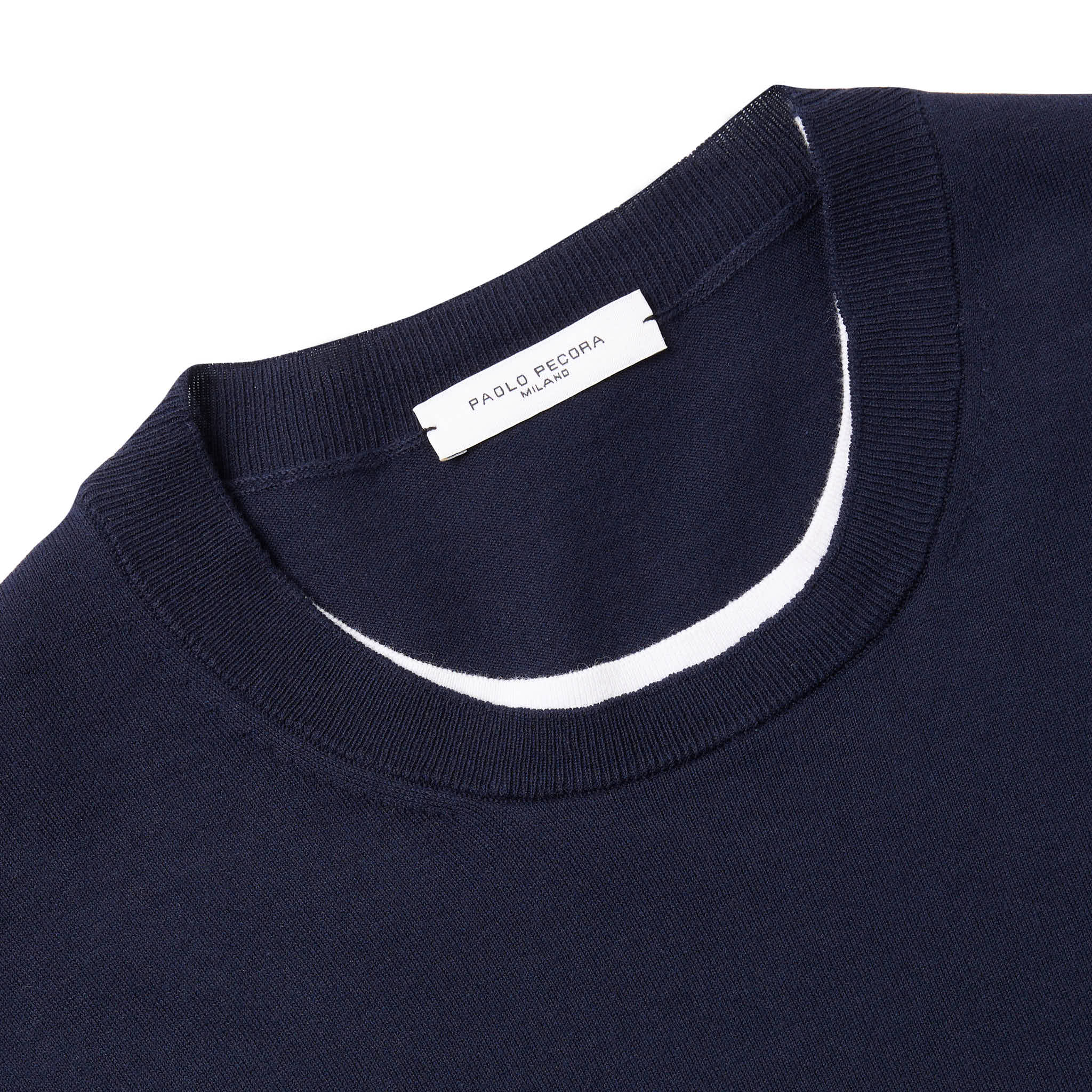 MAGLIA GIROCOLLO IN PURO COTONE EXTRAFINE  CON DETTAGLI BIANCHI