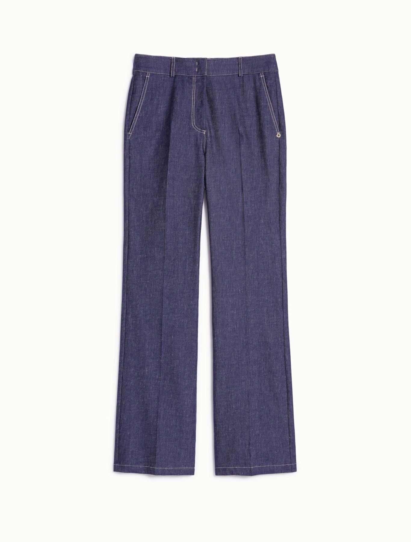 Pantaloni flare in lino e cotone