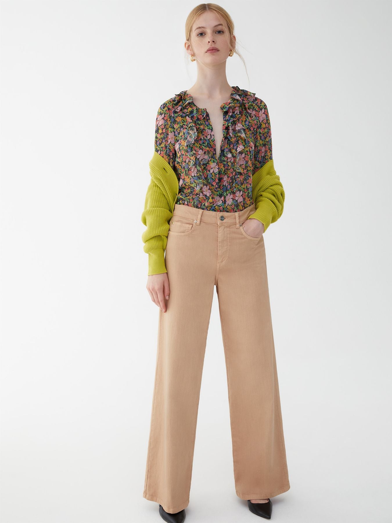 Pantaloni denim gamba larga