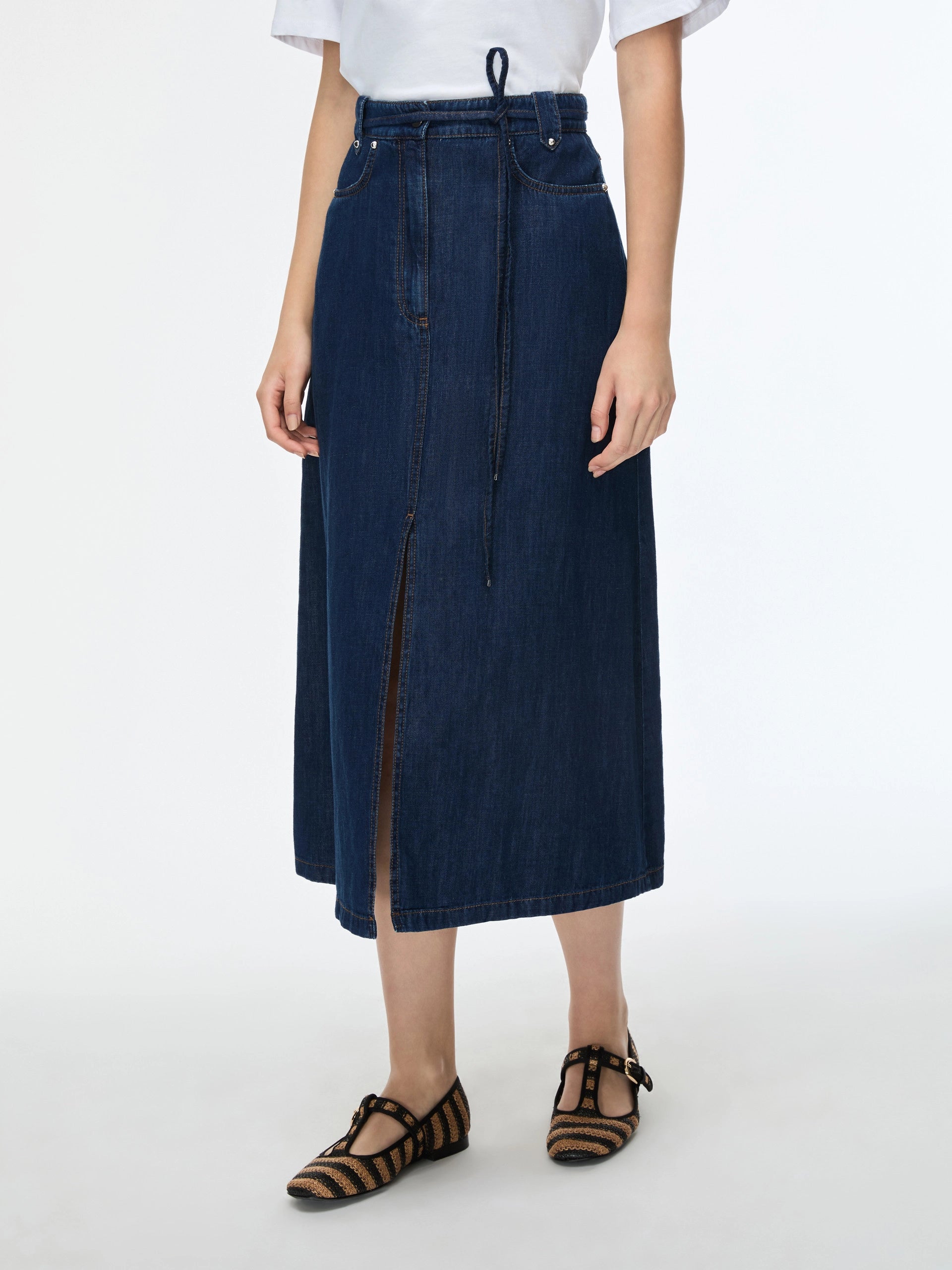 Gonna Svasata Con Spacco In Denim