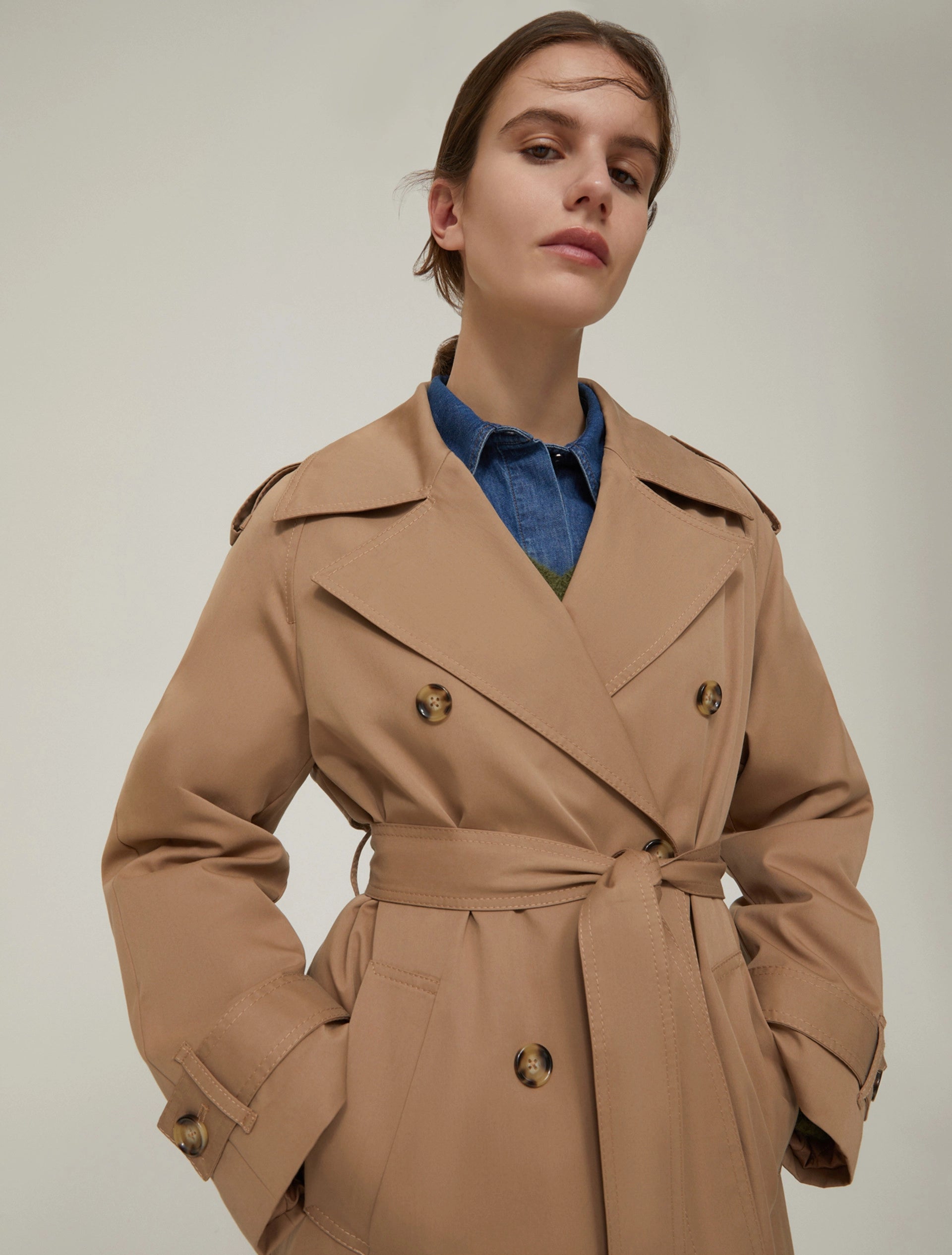 Trench doppiopetto in gabardine