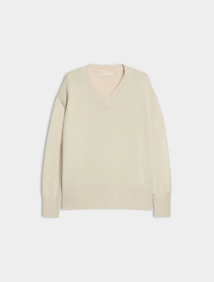 Maglia Scollo v in Misto Lana e Cashmere