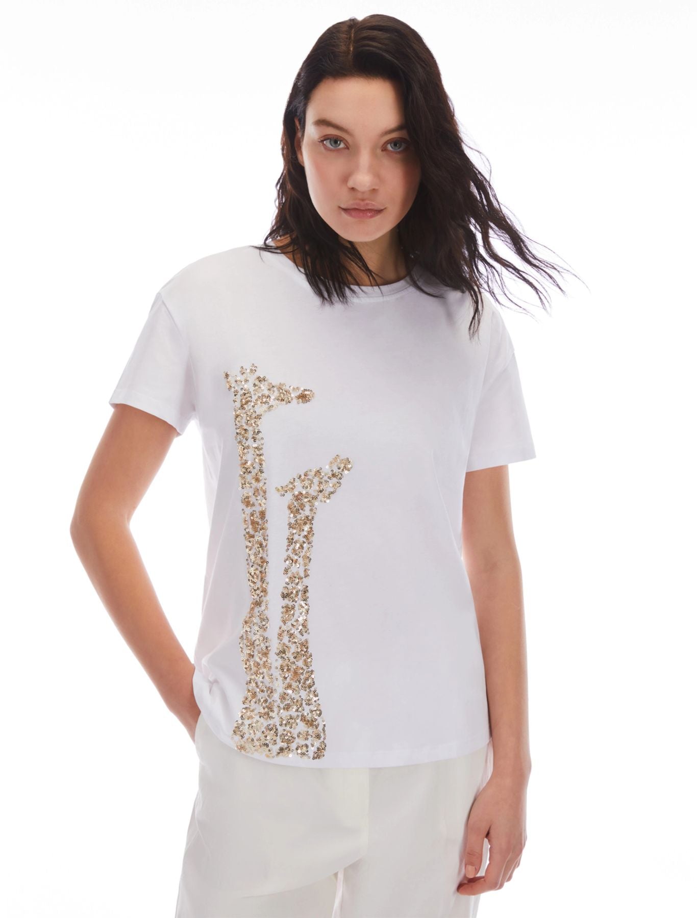 T-shirt in cotone con ricami