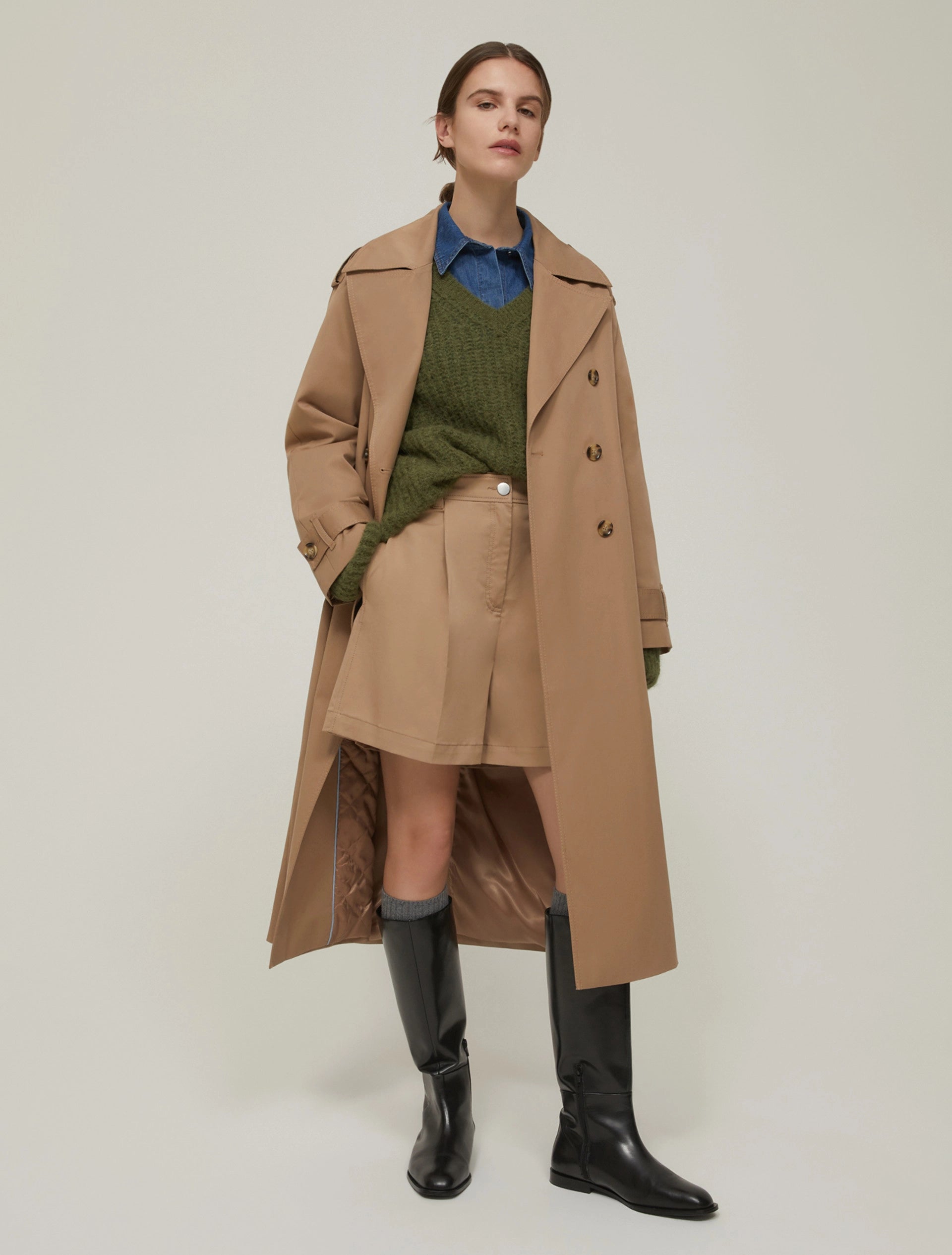 Trench doppiopetto in gabardine